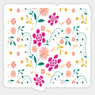 Flowy Scandi folk floral design, Flowy Floral Sticker